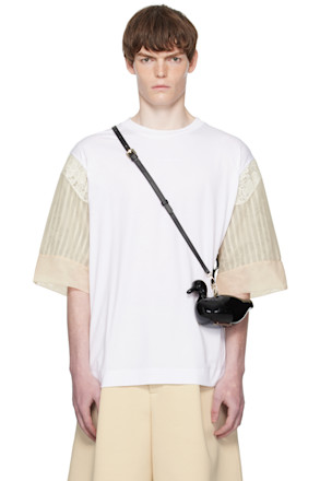 White Trapped Lace Patchwork T-shirt
