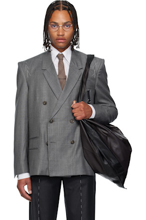 Gray Double-Breasted Blazer