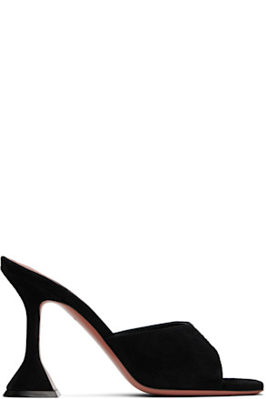 Black Lupita Slipper Heeled Sandals
