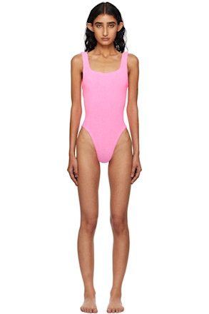 Pink Square Neck Swimsuit