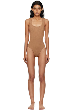 Tan Square Neck Swimsuit