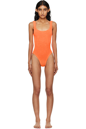Orange Square Neck Swimsuit