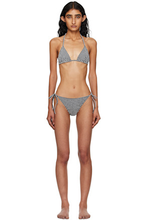 Black & White Gingham Seersucker Sabrina Bikini