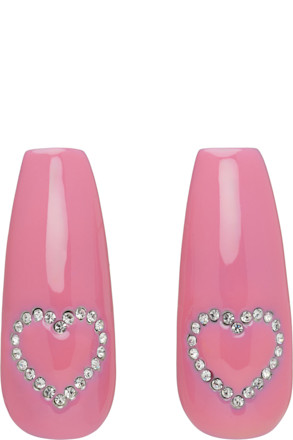 SSENSE Exclusive Pink & Silver D'heygere Edition Heart Nail Earrings