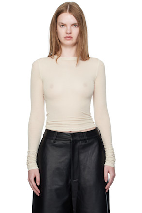 Beige Elemental Sheer Long Sleeve T-shirt