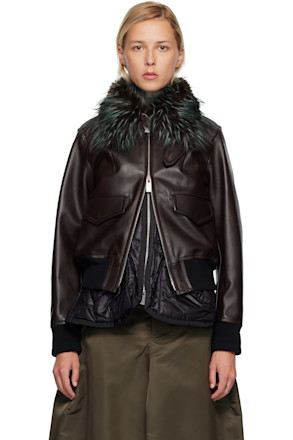 Brown Leather Blouson Jacket