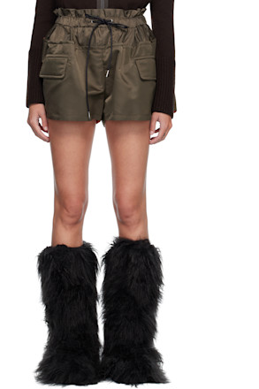 Khaki Nylon Twill Shorts