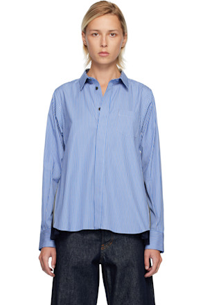 Blue Poplin & Chiffon Shirt