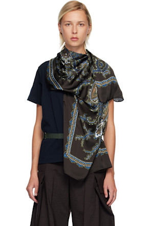 Navy Paisley Print & Cotton Jersey T-shirt