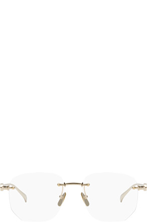Gold Gucci Block Text Square Rimless Glasses