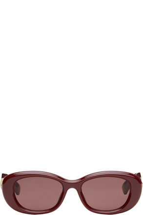 Burgundy GG Oval Sunglasses