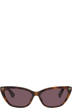 Brown Light Acetate GG Cat Eye Sunglasses