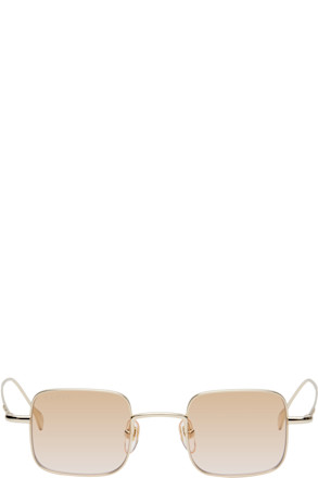 Gold Light Banana Squared Metal Sunglasses