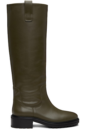 Khaki Henry Leather Knee-High Boots