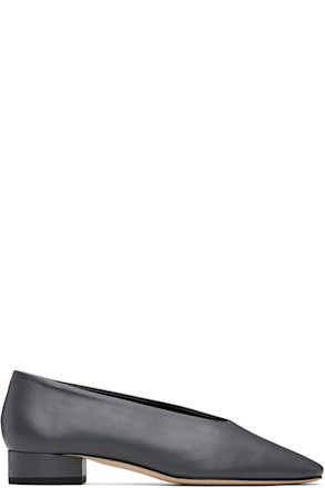 Gray Delia Low-Heeled Ballet Heels