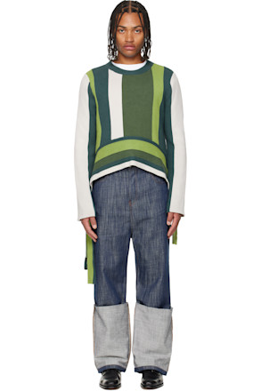 Off-White & Green Monkey Bar Sweater