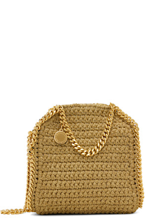 Gold Tiny Falabella Lurex Crochet Tote Bag