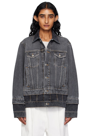 Black Tonal Panelled Denim Jacket