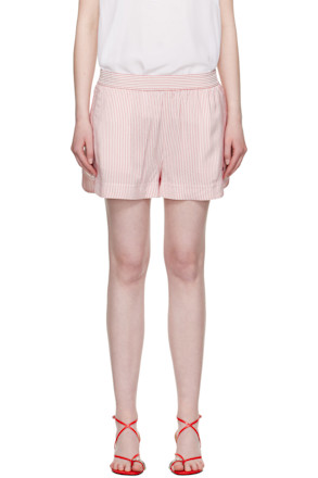 White & Red Striped Elasticated Shorts