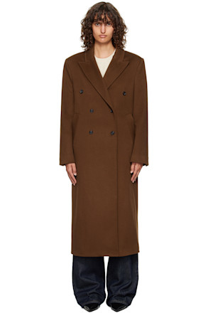 Brown Rosco Double Breasted Long Coat