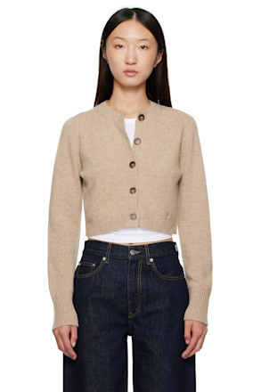 Beige Zephir Cashmere Cropped Cardigan