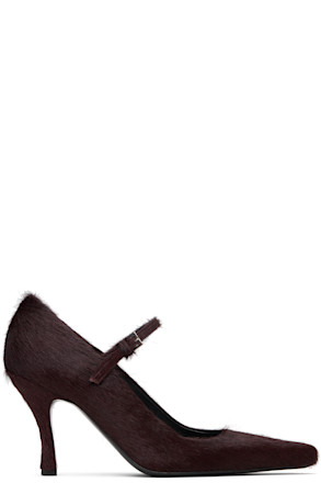 Burgundy Kabel Pony-Effect Leather Heels