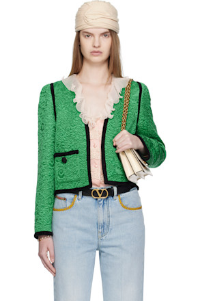 Green Apres L'Hiver Floral Matelassé Jacket