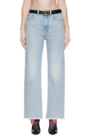 Blue Frayed Cuff Jeans