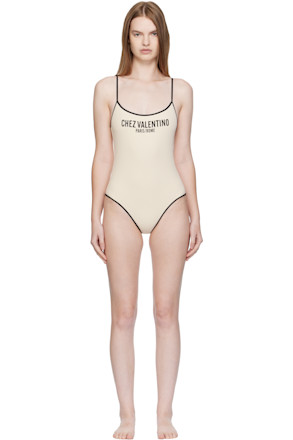 Off-White Lycra Piqué Swimsuit