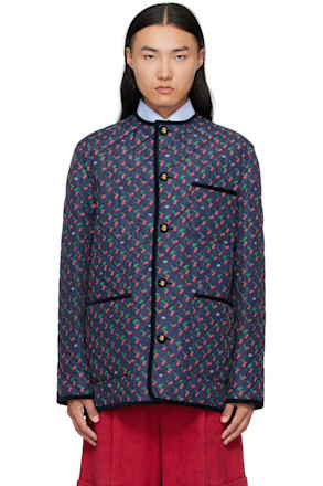 Navy Cherryfic Printed Jacket
