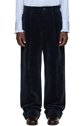 Navy Pleated Trousers