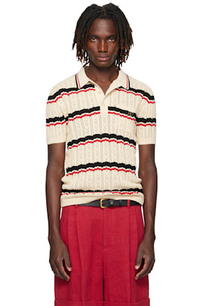 Beige Striped Polo