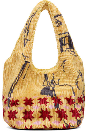 Yellow Mini Beaded Shopper Tote