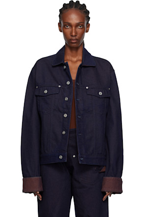Navy Turn Up Cuff Denim Jacket