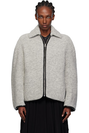 Gray Contrast Trim Casual Jacket