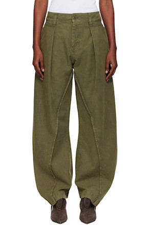 Khaki Twisted Seam Trousers