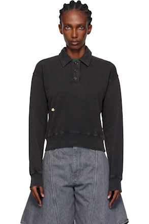 Black Embroidered-Logo Polo