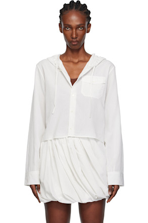 Off-White Cropped Hooded Shirt