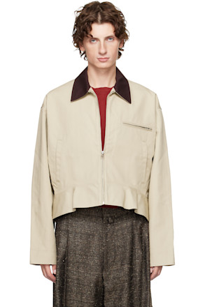 Beige Curved Hem Jacket