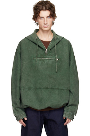 Green Garment-Dyed Anorak Jacket