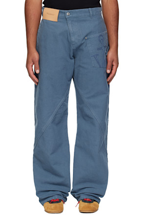 Blue Twisted Workwear Trousers