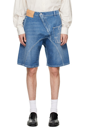Blue Twisted Workwear Denim Shorts