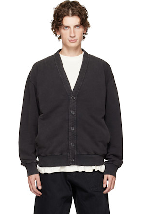 Black Garment-Dyed Cardigan