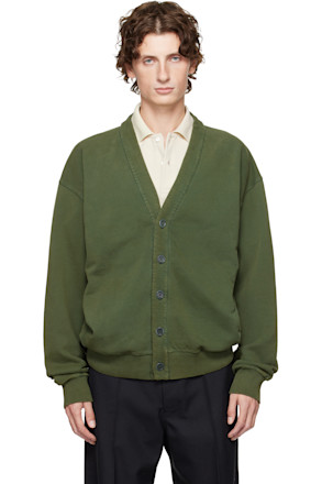 Green Garment-Dyed Cardigan