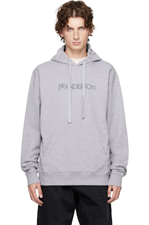 Gray Logo Embroidery Hoodie