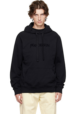 Black Logo Embroidery Hoodie
