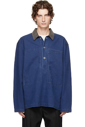 Blue Patch Pocket Denim Polo