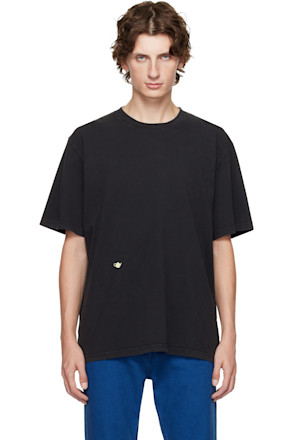 Black Contrast Embroidery T-shirt
