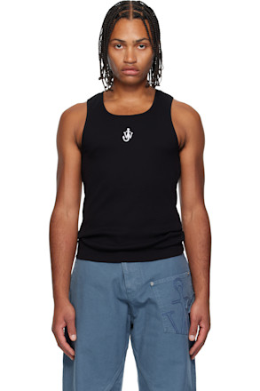 Black Anchor Embroidery Tank Top