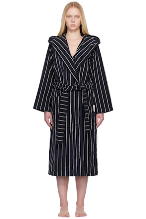 Black & White Terry Hooded Bathrobe